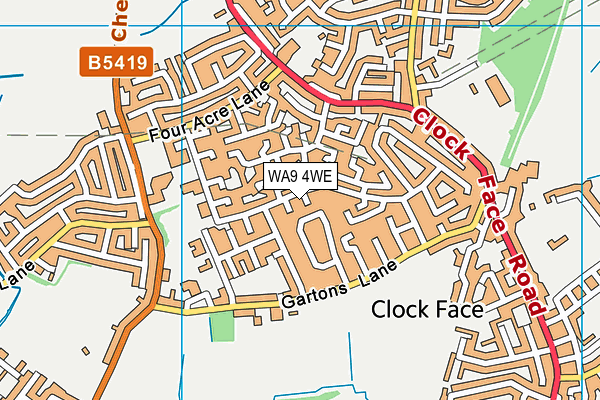 WA9 4WE map - OS VectorMap District (Ordnance Survey) WA9 4WE map - OS VectorMap District (Ordnance Survey)