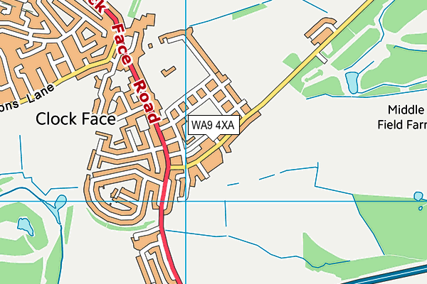 WA9 4XA map - OS VectorMap District (Ordnance Survey) WA9 4XA map - OS VectorMap District (Ordnance Survey)