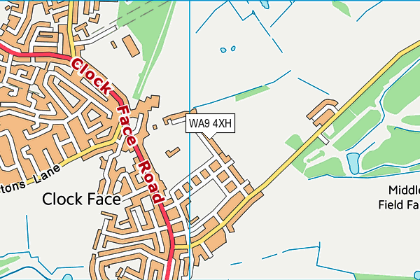 WA9 4XH map - OS VectorMap District (Ordnance Survey) WA9 4XH map - OS VectorMap District (Ordnance Survey)