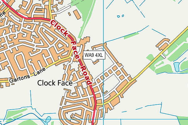 WA9 4XL map - OS VectorMap District (Ordnance Survey) WA9 4XL map - OS VectorMap District (Ordnance Survey)