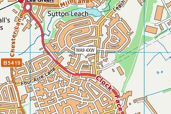 WA9 4XW map - OS VectorMap District (Ordnance Survey) WA9 4XW map - OS VectorMap District (Ordnance Survey)