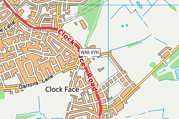 WA9 4YH map - OS VectorMap District (Ordnance Survey) WA9 4YH map - OS VectorMap District (Ordnance Survey)