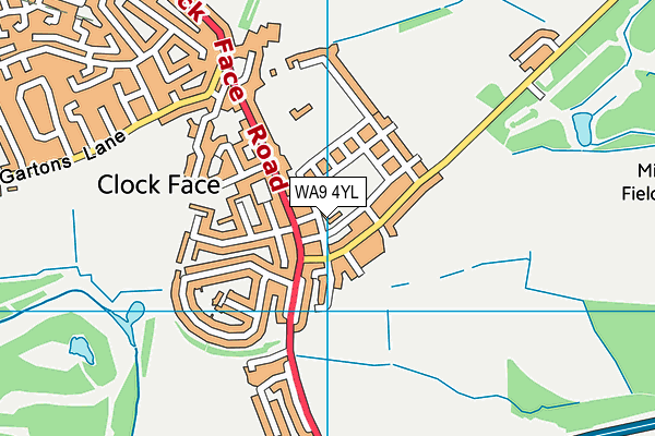 WA9 4YL map - OS VectorMap District (Ordnance Survey) WA9 4YL map - OS VectorMap District (Ordnance Survey)