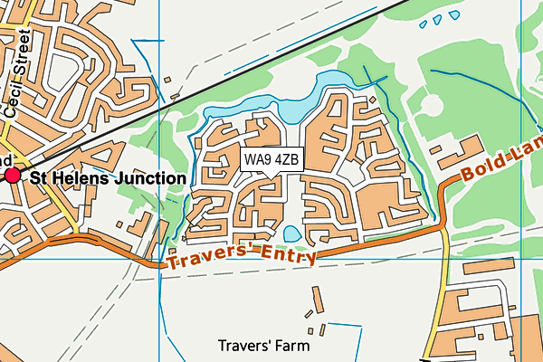 WA9 4ZB map - OS VectorMap District (Ordnance Survey) WA9 4ZB map - OS VectorMap District (Ordnance Survey)