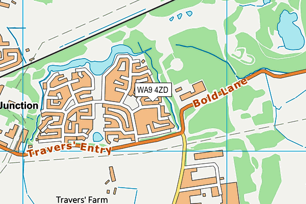 WA9 4ZD map - OS VectorMap District (Ordnance Survey) WA9 4ZD map - OS VectorMap District (Ordnance Survey)
