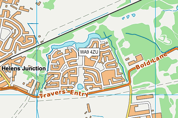 WA9 4ZU map - OS VectorMap District (Ordnance Survey) WA9 4ZU map - OS VectorMap District (Ordnance Survey)