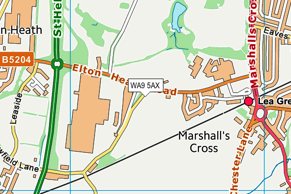 WA9 5AX map - OS VectorMap District (Ordnance Survey) WA9 5AX map - OS VectorMap District (Ordnance Survey)