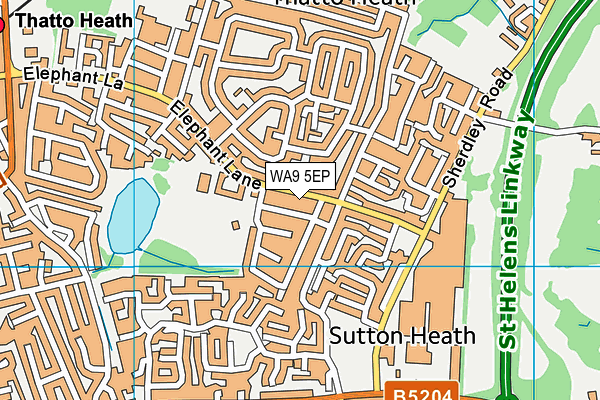 WA9 5EP map - OS VectorMap District (Ordnance Survey) WA9 5EP map - OS VectorMap District (Ordnance Survey)