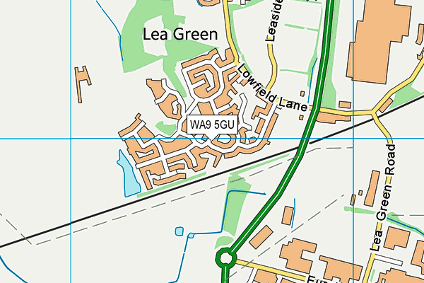 WA9 5GU map - OS VectorMap District (Ordnance Survey) WA9 5GU map - OS VectorMap District (Ordnance Survey)