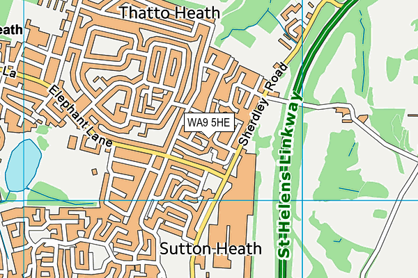 WA9 5HE map - OS VectorMap District (Ordnance Survey) WA9 5HE map - OS VectorMap District (Ordnance Survey)