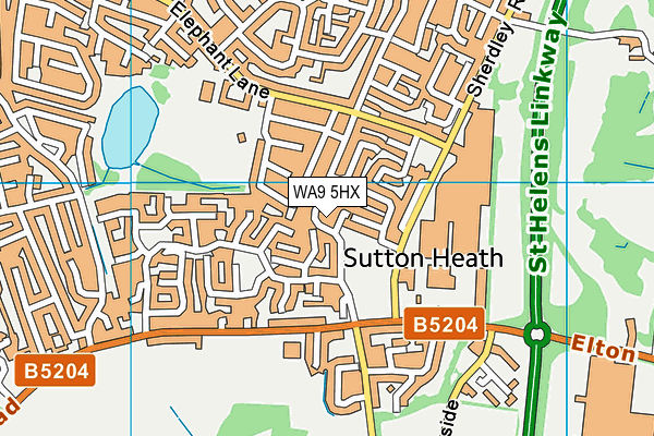 WA9 5HX map - OS VectorMap District (Ordnance Survey)