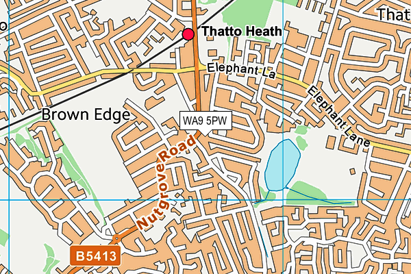 WA9 5PW map - OS VectorMap District (Ordnance Survey) WA9 5PW map - OS VectorMap District (Ordnance Survey)