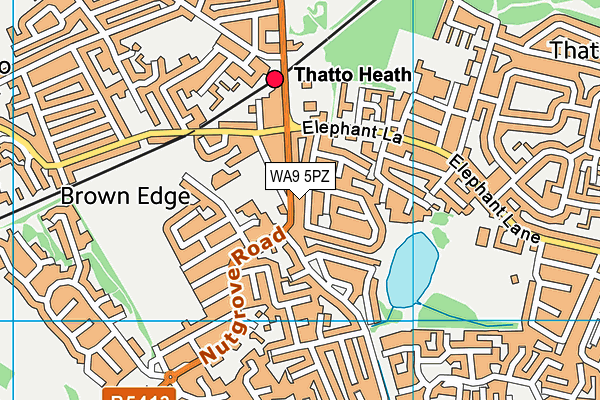 WA9 5PZ map - OS VectorMap District (Ordnance Survey) WA9 5PZ map - OS VectorMap District (Ordnance Survey)