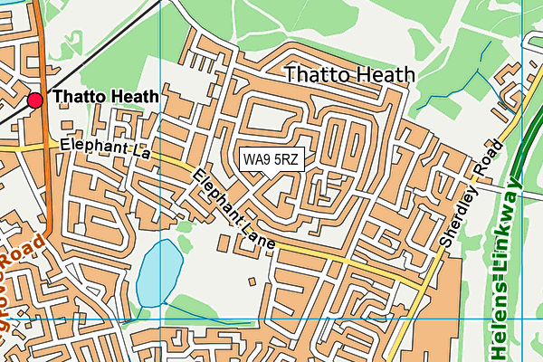WA9 5RZ map - OS VectorMap District (Ordnance Survey) WA9 5RZ map - OS VectorMap District (Ordnance Survey)