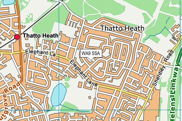 WA9 5SA map - OS VectorMap District (Ordnance Survey) WA9 5SA map - OS VectorMap District (Ordnance Survey)