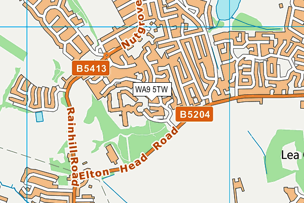 WA9 5TW map - OS VectorMap District (Ordnance Survey) WA9 5TW map - OS VectorMap District (Ordnance Survey)