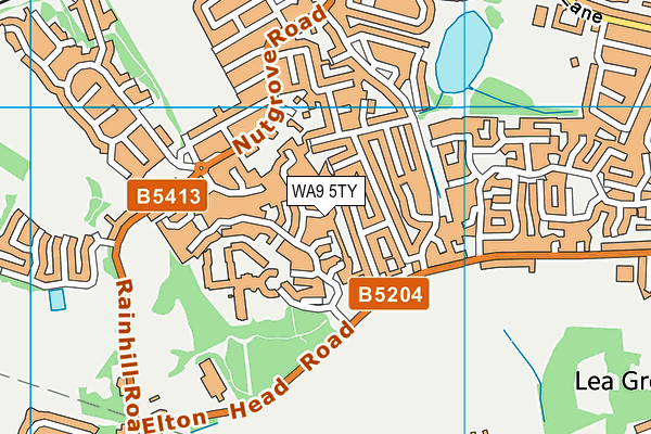 WA9 5TY map - OS VectorMap District (Ordnance Survey) WA9 5TY map - OS VectorMap District (Ordnance Survey)