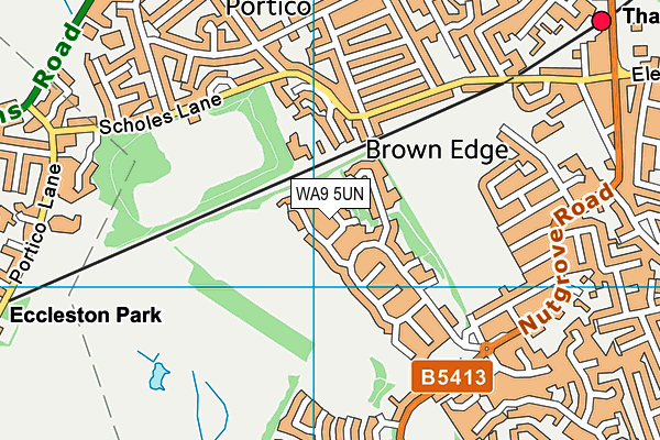 WA9 5UN map - OS VectorMap District (Ordnance Survey)