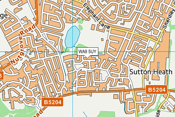 WA9 5UY map - OS VectorMap District (Ordnance Survey) WA9 5UY map - OS VectorMap District (Ordnance Survey)