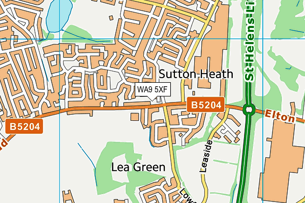 WA9 5XF map - OS VectorMap District (Ordnance Survey) WA9 5XF map - OS VectorMap District (Ordnance Survey)