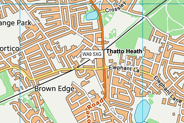 WA9 5XG map - OS VectorMap District (Ordnance Survey) WA9 5XG map - OS VectorMap District (Ordnance Survey)