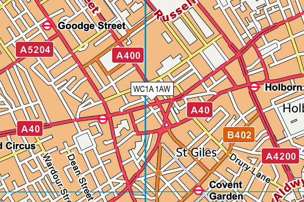 WC1A 1AW map - OS VectorMap District (Ordnance Survey)