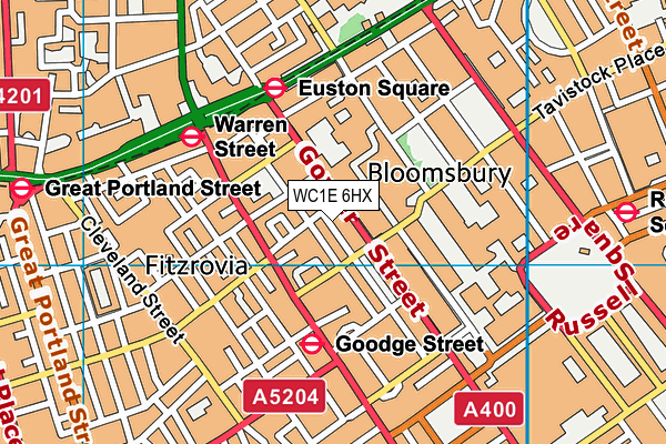 WC1E 6HX map - OS VectorMap District (Ordnance Survey)