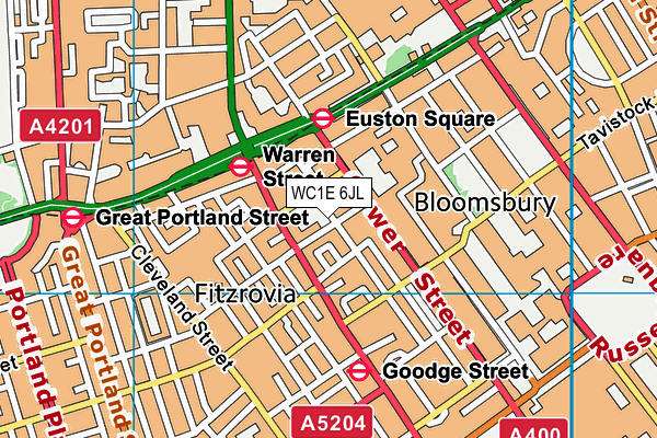 WC1E 6JL map - OS VectorMap District (Ordnance Survey) WC1E 6JL map - OS VectorMap District (Ordnance Survey)