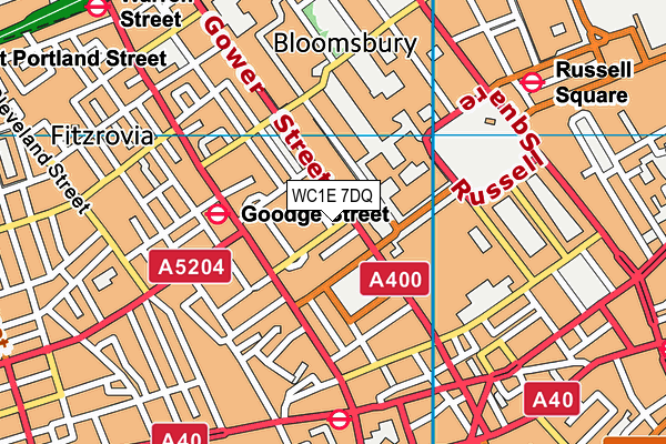 WC1E 7DQ map - OS VectorMap District (Ordnance Survey)