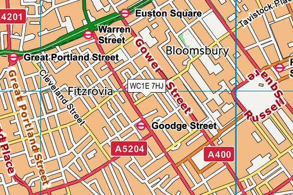 WC1E 7HJ map - OS VectorMap District (Ordnance Survey) WC1E 7HJ map - OS VectorMap District (Ordnance Survey)
