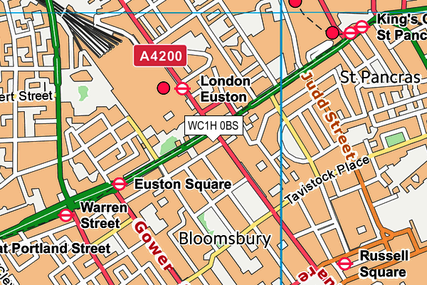 WC1H 0BS map - OS VectorMap District (Ordnance Survey)