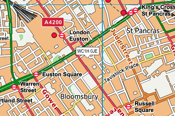 WC1H 0JE map - OS VectorMap District (Ordnance Survey) WC1H 0JE map - OS VectorMap District (Ordnance Survey)