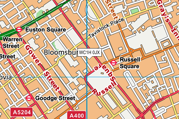 WC1H 0JX map - OS VectorMap District (Ordnance Survey) WC1H 0JX map - OS VectorMap District (Ordnance Survey)
