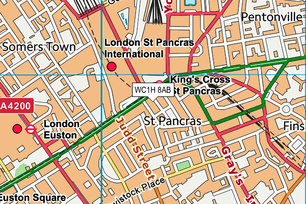 WC1H 8AB map - OS VectorMap District (Ordnance Survey) WC1H 8AB map - OS VectorMap District (Ordnance Survey)
