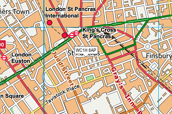 WC1H 8AP map - OS VectorMap District (Ordnance Survey)