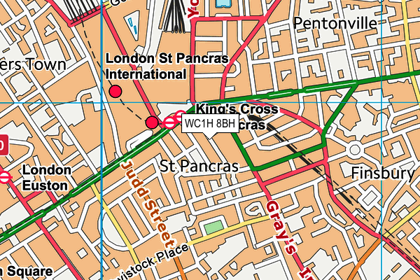 WC1H 8BH map - OS VectorMap District (Ordnance Survey) WC1H 8BH map - OS VectorMap District (Ordnance Survey)