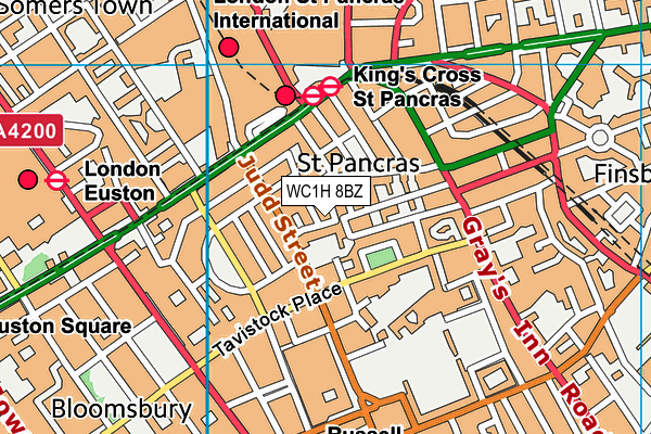 WC1H 8BZ map - OS VectorMap District (Ordnance Survey) WC1H 8BZ map - OS VectorMap District (Ordnance Survey)