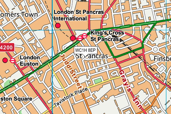 WC1H 8EP map - OS VectorMap District (Ordnance Survey)