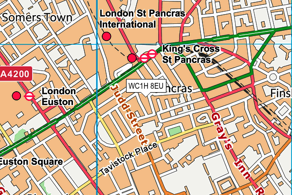 WC1H 8EU map - OS VectorMap District (Ordnance Survey) WC1H 8EU map - OS VectorMap District (Ordnance Survey)