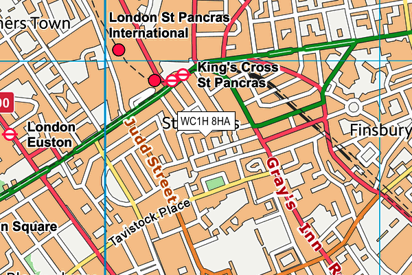 WC1H 8HA map - OS VectorMap District (Ordnance Survey) WC1H 8HA map - OS VectorMap District (Ordnance Survey)