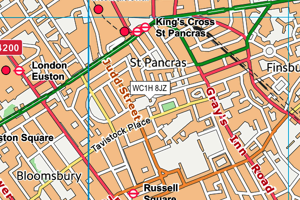 WC1H 8JZ map - OS VectorMap District (Ordnance Survey)