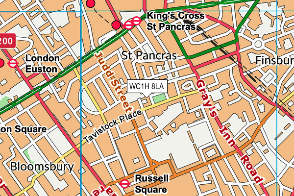 WC1H 8LA map - OS VectorMap District (Ordnance Survey) WC1H 8LA map - OS VectorMap District (Ordnance Survey)