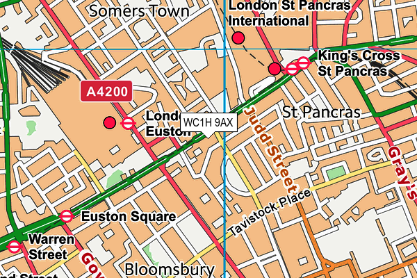 WC1H 9AX map - OS VectorMap District (Ordnance Survey) WC1H 9AX map - OS VectorMap District (Ordnance Survey)