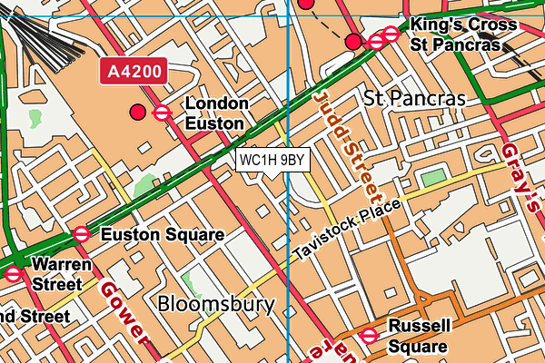 WC1H 9BY map - OS VectorMap District (Ordnance Survey) WC1H 9BY map - OS VectorMap District (Ordnance Survey)