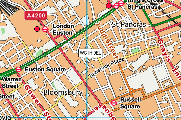 WC1H 9EL map - OS VectorMap District (Ordnance Survey)