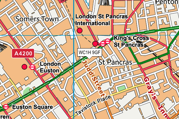 WC1H 9GF map - OS VectorMap District (Ordnance Survey) WC1H 9GF map - OS VectorMap District (Ordnance Survey)