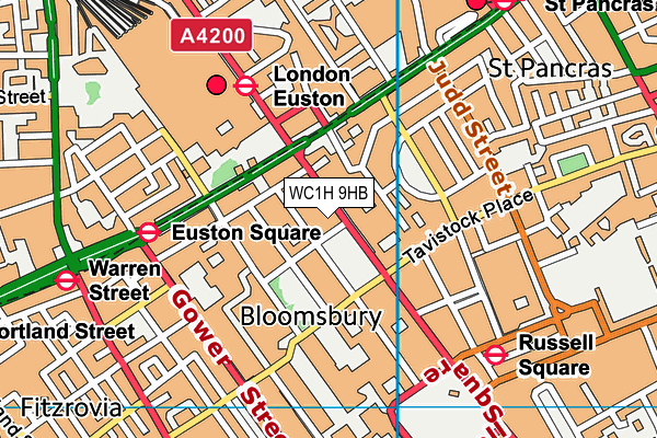 WC1H 9HB map - OS VectorMap District (Ordnance Survey)
