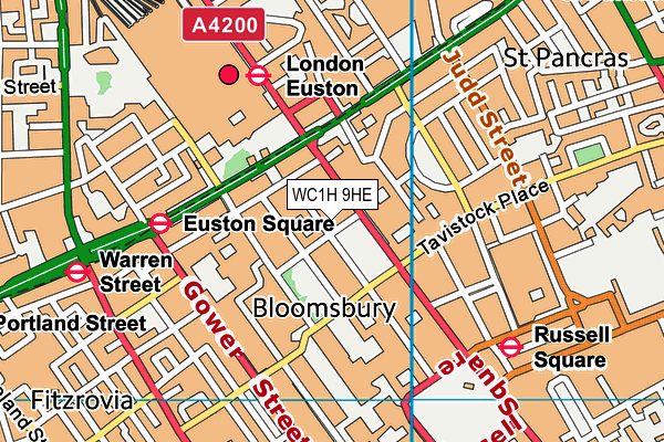 WC1H 9HE map - OS VectorMap District (Ordnance Survey) WC1H 9HE map - OS VectorMap District (Ordnance Survey)