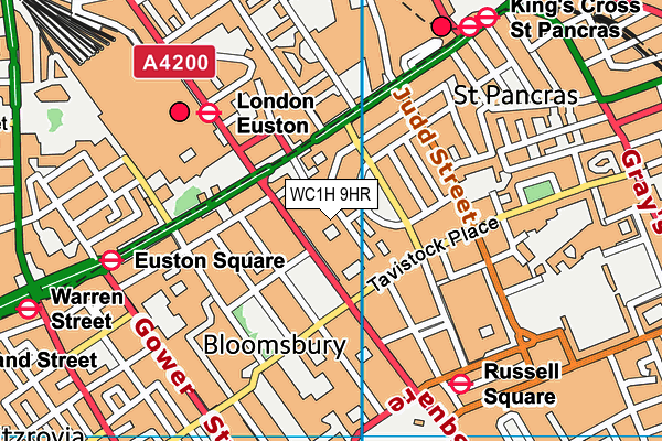 WC1H 9HR map - OS VectorMap District (Ordnance Survey) WC1H 9HR map - OS VectorMap District (Ordnance Survey)