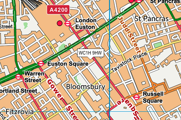 WC1H 9HW map - OS VectorMap District (Ordnance Survey) WC1H 9HW map - OS VectorMap District (Ordnance Survey)